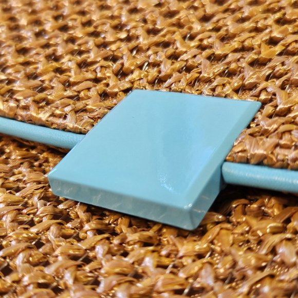 BNWoT never used Topshop Straw+Turquoise Patent Leather Shoulder Bag Purse RRP30 - Picture 7 of 16